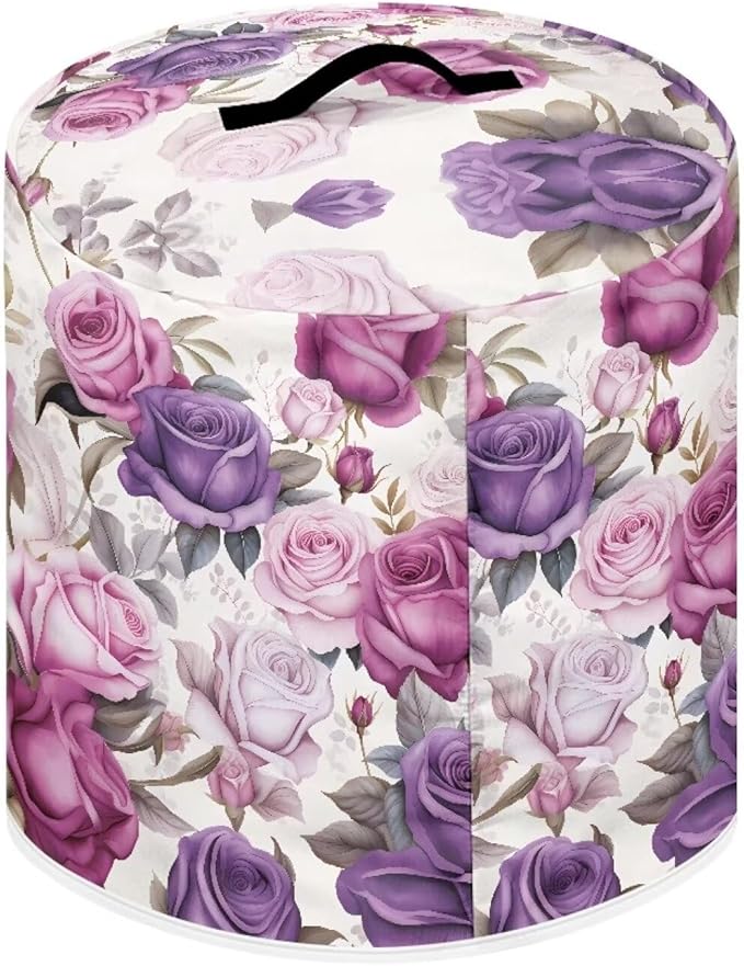 Flashideas Purple Rose Pressure Cooker Cover for Women Insulated Rice Cooker Cover with Easy to Clean Lining Waterproof Dust Cover with Pockets for Instant Pot 6 Quart Appliance Cover
