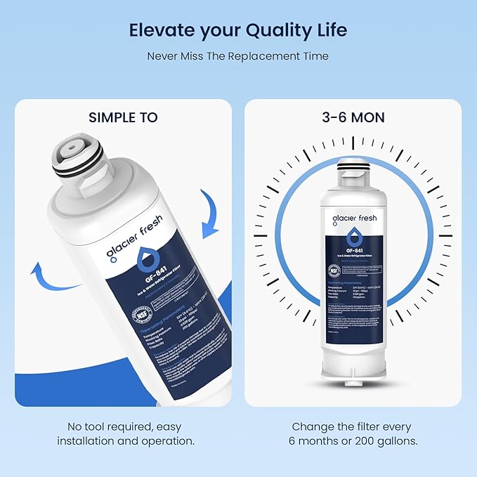 GLACIER FRESH Replacement for DA97-17376B Refrigerator Water Filters, HAF-QIN, HAF-QIN/EXP, DA97-08006C, RF23M8070SG, RF23M8070SR, RF23M8090SG, RF23M8090SR, RF23M8570SR, RF23M8590SG (2 Pack)
