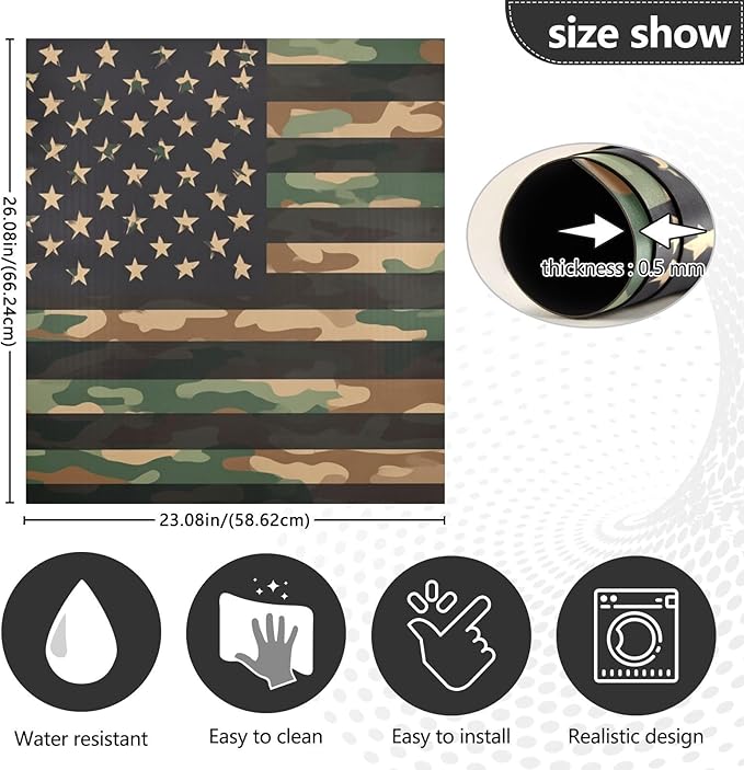 Camouflage USA Flag Black Dishwasher Magnet Cover for Front Panel Magnetic Dishwasher Cover Decorative Refrigerator Magnet Covers Dishwashers Magnetic Sticker for Kitchen Decor, 23" x 26"