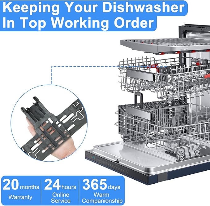 Upgraded WPW10546503 Dishwasher Top Rack Adjuster Compatible with Kitcheneaid Dishwasher Parts Upper Rack, Includes W10546503 W10195840 W10195839 W10250160 Part for Whirlpool kenmore Dishwasher, 8 PCS