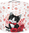 Cat Rose Heart Love Print Dust Cover for 6 Quart Instant Pot, Dust Proof Pressure Cooker Cover Valentine's Day Decoration Electric Appliance Cover Air Fryer Accessories with Pocket and Handle