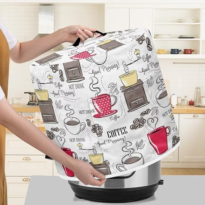 Dust Cover Compatible with 3 qt Pressure Cooker and Extra Accessories, for Electric Rice Cooker and Air Fryer Insulated Cover Keep Appliance Clean, Coffee Red White