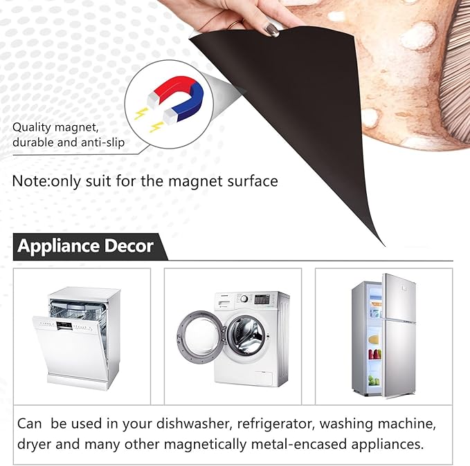 Dishwasher Magnet Cover, Mushroom Magnet Sticker Fridge Panel Decal for Home Kitchen Decor, 23x26in