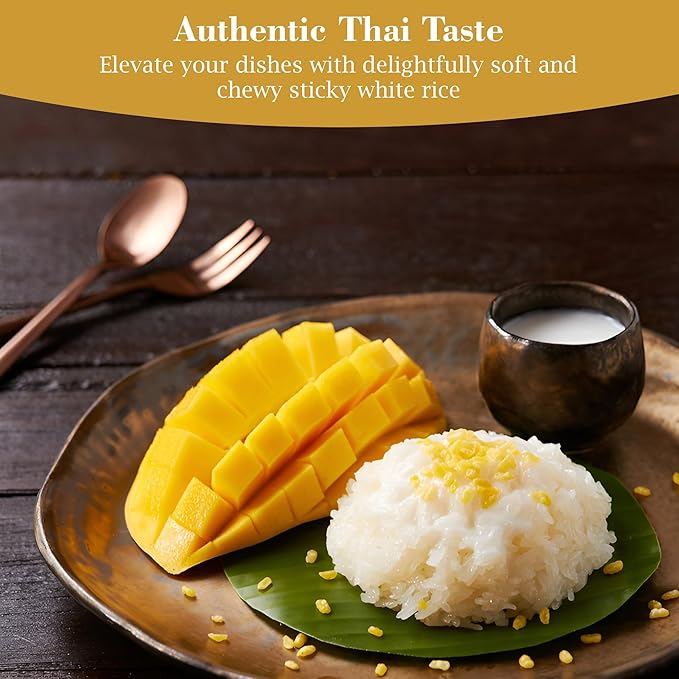 Fusion Select 10Lb Sanpatong Thai Sticky Rice - Authentic Glutinous Khao Niao Sweet Rice from Thailand - Uncooked Bulk Rice Bag for Making Dessert, Roasted Pork Dishes, Asian Food - Zero GMO or Gluten