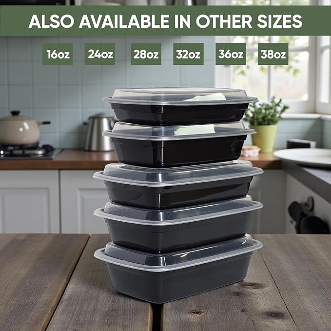16 oz 50 Pack Meal Prep Containers BPA Free Leakproof Stackable Food Storage Containers with Lids, Microwave & Dishwasher Freezer Safe Reusable To Go Containers Bento Box Style Take Out Clear Plastic
