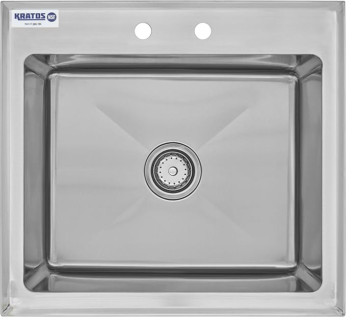 Kratos Commercial Restaurant Sink, 28"x20"x12" 16-Gauge Stainless Steel One-Compartment Drop-In Sink with 12" Swing Spout Faucet (29N-219)
