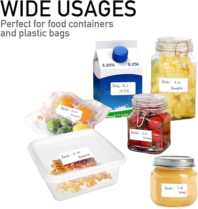 Lrogoe 1000 Pcs Blank Removable Freezer Labels Water Oil Resistant for Food Containers Jars Pantry Organization (Each Measures 1” x 2”)