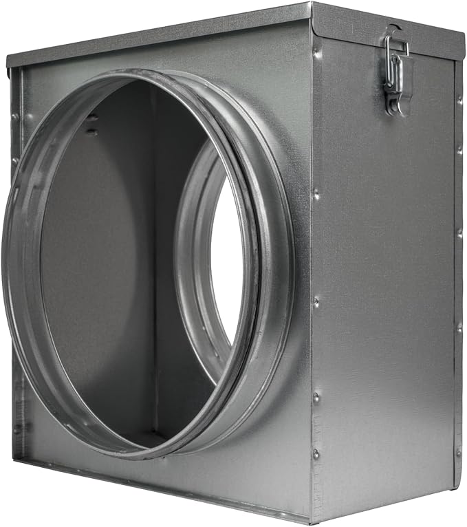 Repa Market 10" Duct Air Filter Box – Galvanized Steel Inline Dryer Filter Housing for Round Duct - EPDM Rubber Gaskets – Easily Serviceable Lint Trap – Intake Ventilation, Home Improvement