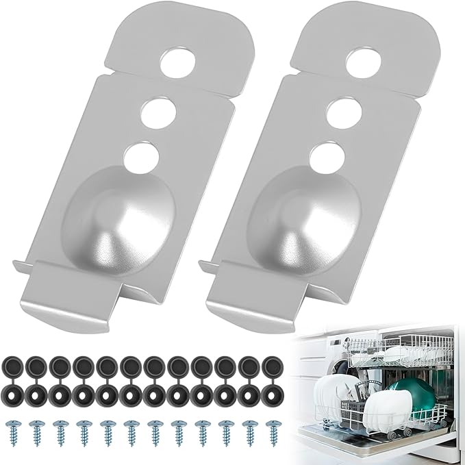 2 Pcs DD98-01051C Dishwasher Mounting Bracket Kit Compatible with Samsung DW80R9950US/AA Models, for Granite Countertops, Essential Installation Hardware and Dishwasher Parts