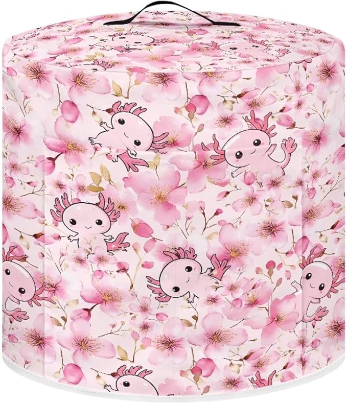 Axolotl Butterfly and Floral Print Kitchen Appliance Dust Cover with Pockets, Electric Pressure Cooker Cover Compatible with Crock Pot, Rice Cooker Cover, for 3 Qt Pot