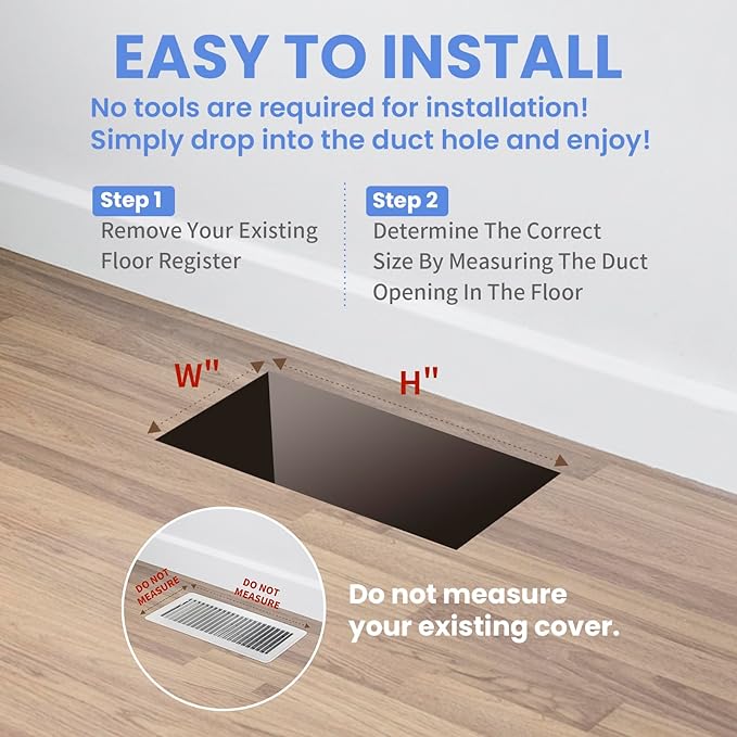 4x14 Inches 2 Pack Heavy Duty Walkable Floor Register Easy Adjust Air Supply Lever Floor Vents - Seattle Design - Vent Cover for Home Floor - Antique Brass