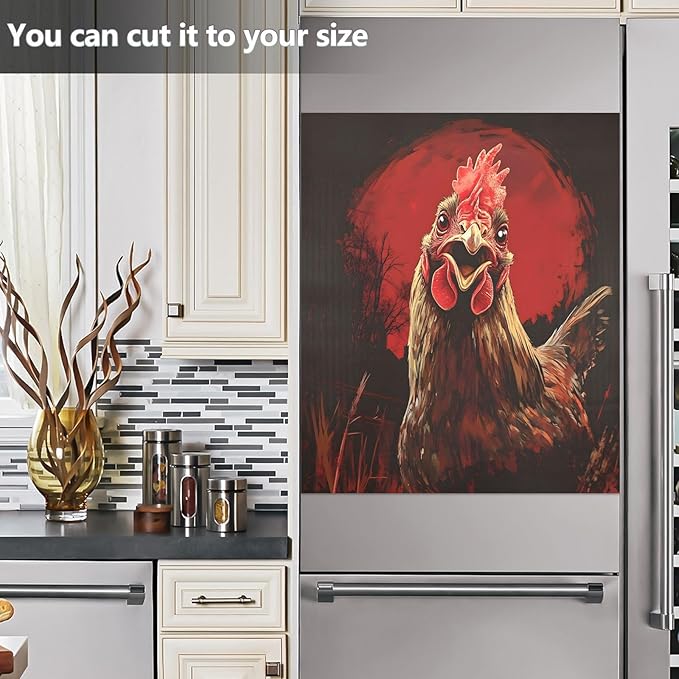 Rooster Face Oil Painting Dishwasher Magnet Cover Magnet Sticker for Kitchen 23x26in Dish Washer Magnet Cover Refrigerator Magnets Panel Decal Pad