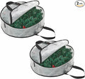 2 Pack Clear Christmas Wreath Storage Bags 24 Inch - Waterproof Wreath Container with Dual Zipper and Reinforced Handles for Artificial Wreath, Garland and Holiday Decor Organization
