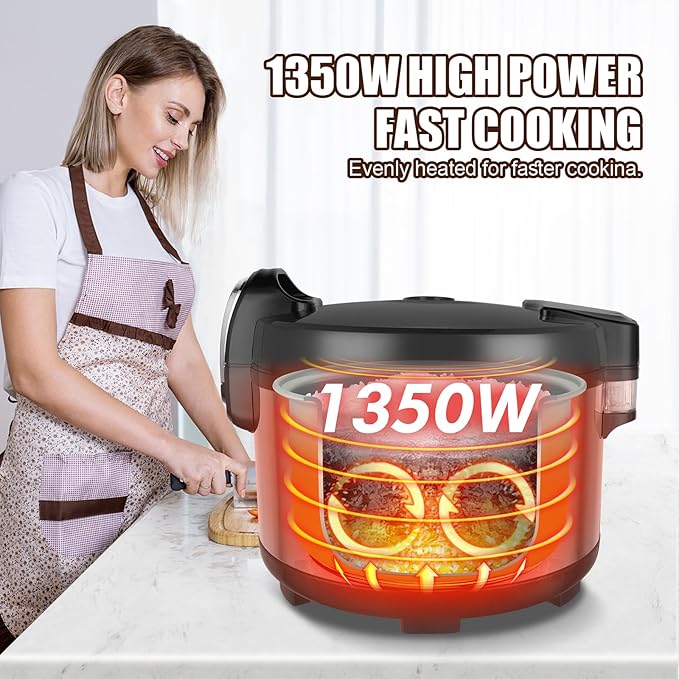 Commercial Rice Cooker & Warmer 60 Cups (Cooked),13.8 Qt / 13 Liter Large Capacity Rice Cooker,Auto Keep Warm,Non-Stick Inner Pot,One-Touch Operation,1350W Fast Cooking Electric Rice Cooker