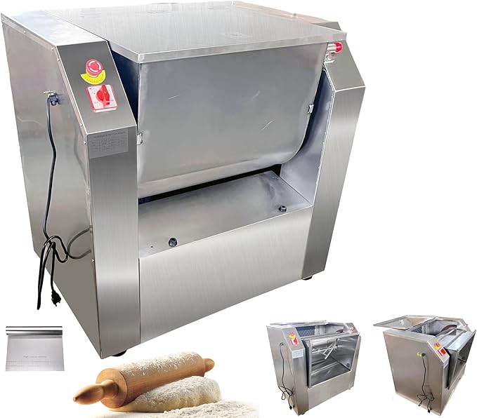 INTSUPERMAI 110V Commercial Dough Mixer Machine 50 KG Kneading Capacity Electric Food Mixer Flour Mixer 3000W/4HP for Dough Mixing Kneading
