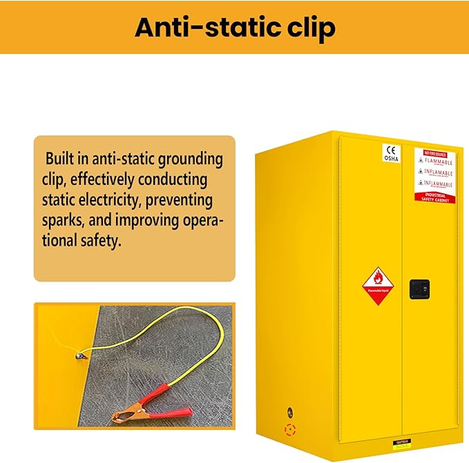 73" H x 39" D x 39" W Flammable Storage Cabinet, Galvanized Steel Safety Cabinets, Flammable Liquid Storage Fireproof Cabinet for Commercial, Industrial Use