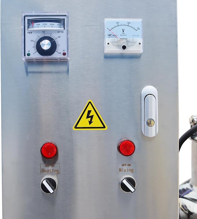 50L Jacketed Kettle 220V Commercial Electric Automatic Cooking Pot Tilting Jacketed Pot 750W Three Phase with Mixer for Soup Sugar Jam Chilli Tomato Sauce