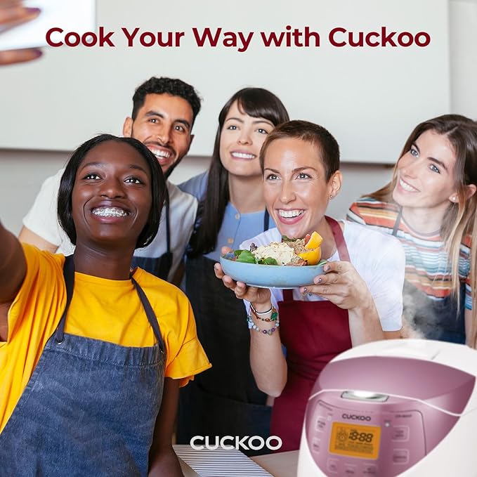 CUCKOO Micom Rice Cooker 6 Cup Uncooked / 12 Cup Cooked, Korean Fuzzy Logic Rice Cooker with Delay Timer & Keep Warm Setting, Versatile Food Steamer with Non-Stick Inner Pot, Pink (CR-0631F)