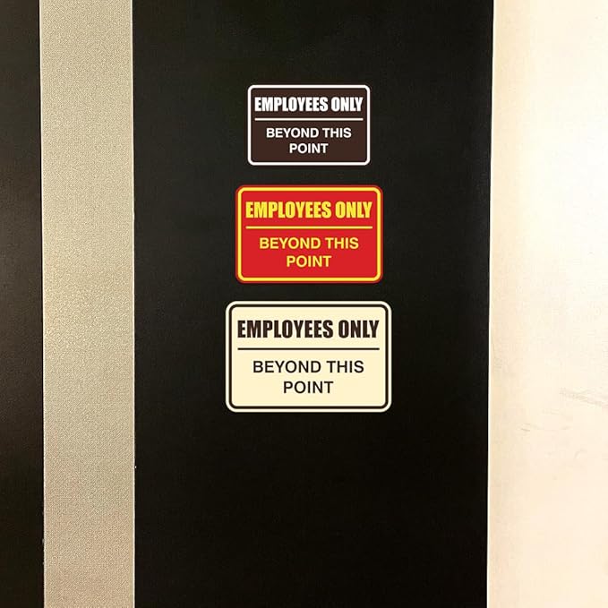 All Quality Classic Framed Employees Only Beyond This Point Wall or Door Sign | Easy to Install Business Signage - Large (Red) 10 Pack