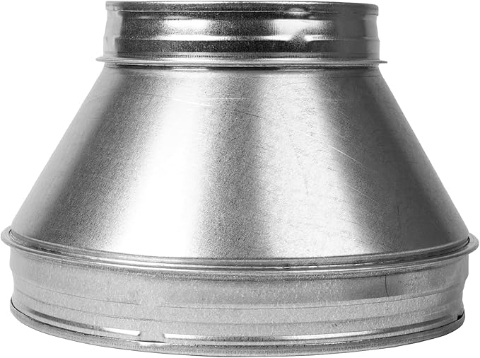 12"" to 5"" Inch Round Duct Reducer - Galvanized Steel Pipe Increaser - Coupling for Round Duct Ventilation Systems - Heating & Cooling, HVAC, Gray