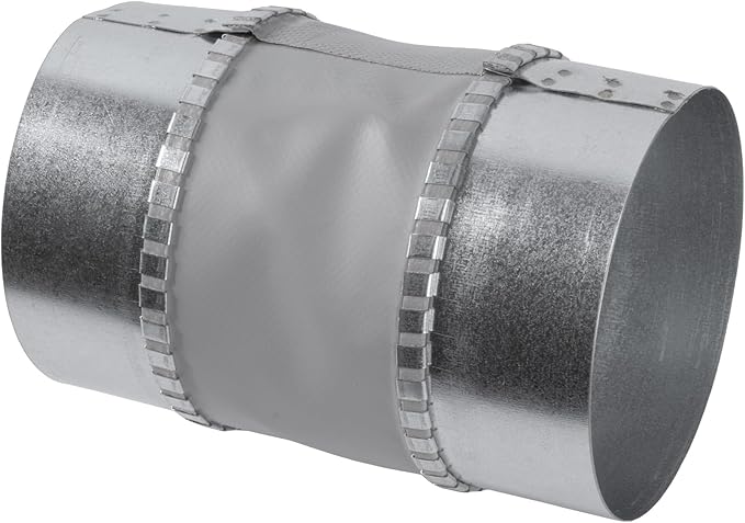 Vent Systems 4" Inch Flexible Vibration-Reducing Male Fit Duct Connector – Round Galvanized Steel Dryer Vent Hose Connector, Spiral Duct, Pipe Extender, HVAC Ventilation - Inline Duct Work Coupler