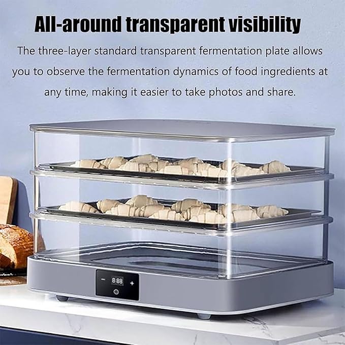 All-in-One 40L Electric Bread Proofer & Dough Raising Box Professional Proofing Box with Precise Temperature & Timing Control, Automatic Humidity for Perfect Fermentation