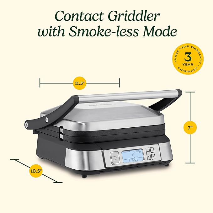 Cuisinart GR-6S Contact Griddler with Smoke-Less Mode