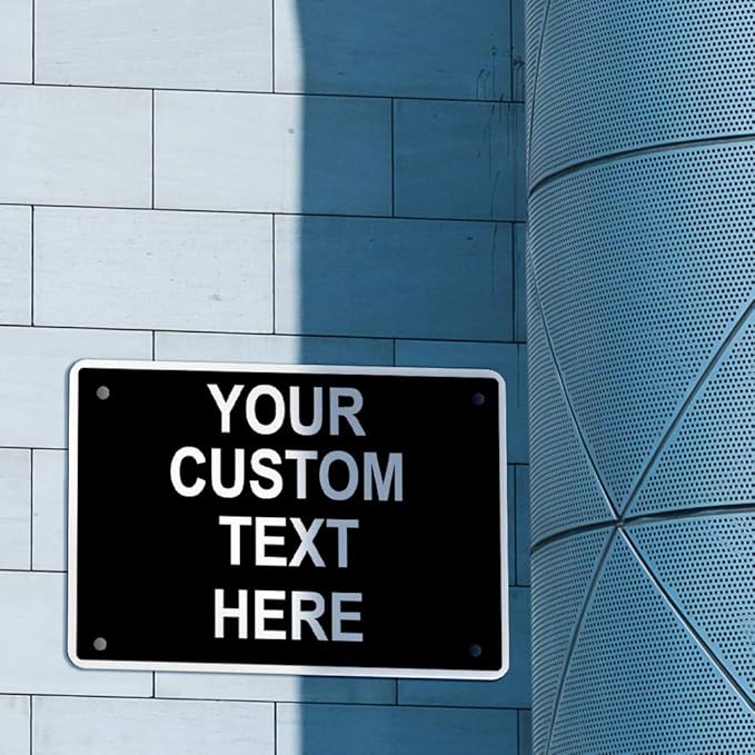 Aluminum Weatherproof Metal Sign Multiple Sizes Custom Personalized Text Here Black White Traffic Regulation Horizontal Street Signs 24x18Inches