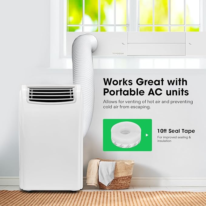 VIVOSUN Window Vent Kit, Portable AC Window Seal Kit, Fit with 4”/6” Ducting & 5.9” Hose for Sliding Window, Adjustable AC Vent Kit for Duct Fans, Air Conditioner, Dryer