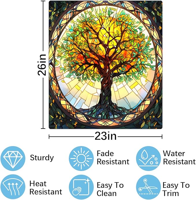 Tree of Life Spring Dishwasher Magnet Cover Rainbow Tree of Life Glass Dishwasher Decorative Cover Front Dishwasher Door Cover Reuseable Dishwasher Cover for Kitchen Home Appliances 23" X 26"