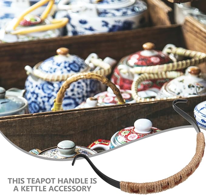 Hemoton Ergonomic Teapot Handle Replacement Woven Rope Grip Heat Resistant Kettle Handle Daily Use Teapot Accessory 6X4X0.6 Inch