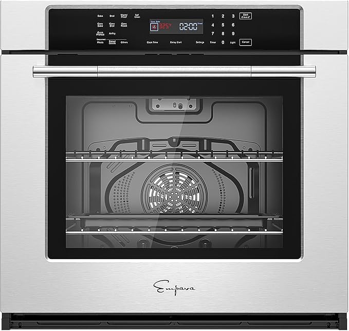 Empava 30" Electric Single Wall Oven Air Fryer Combo Convection Oven Built-in 10 Cooking Functions with LED Digital Display Convection Fan Touch Control in Stainless Steel EMPV-30WO04