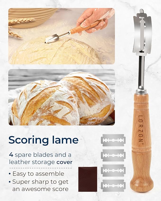 Banneton Bread Proofing Basket Set, 10" Round Sourdough Proofing Basket with Sourdough Bread Baking Supplies, Bread Making Kit
