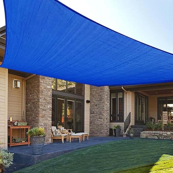 LOVE STORY 12' x 18' Blue Sun Shade Sail Rectangle SS-203 UV Block Shade Canopy Sunshade for Patio Garden Backyard (We Make Custom Size)
