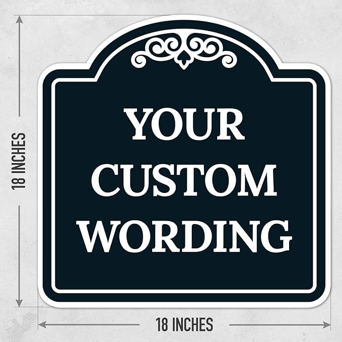 Custom Decorative Sign, Personalized Metal Sign for Business, Driveway, Home, Airbnb, Office Door Plaque, Black Background, 18x18 Inches, ACM, Fade Resistant, Made in USA