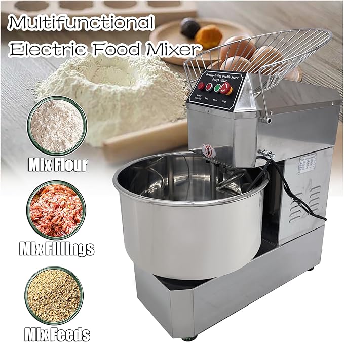 INTSUPERMAI Commercial Dough Mixer Machine Electric Food Mixer with Double Action Double Speed Spiral Mixing for Schools Bakeries Restaurants Pizzerias 110V (Standard Type, 40L)