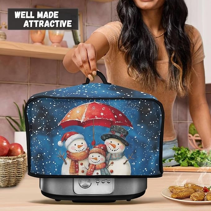 Snowman Clover Crock Pot 6-8 Quart Slow Cooker Cover Dust Cover Slow Cooker Bag Dust Covers for Kitchen Appliances Dust Resistant Decor Kitchen Utensils for Saint Patrick's Day
