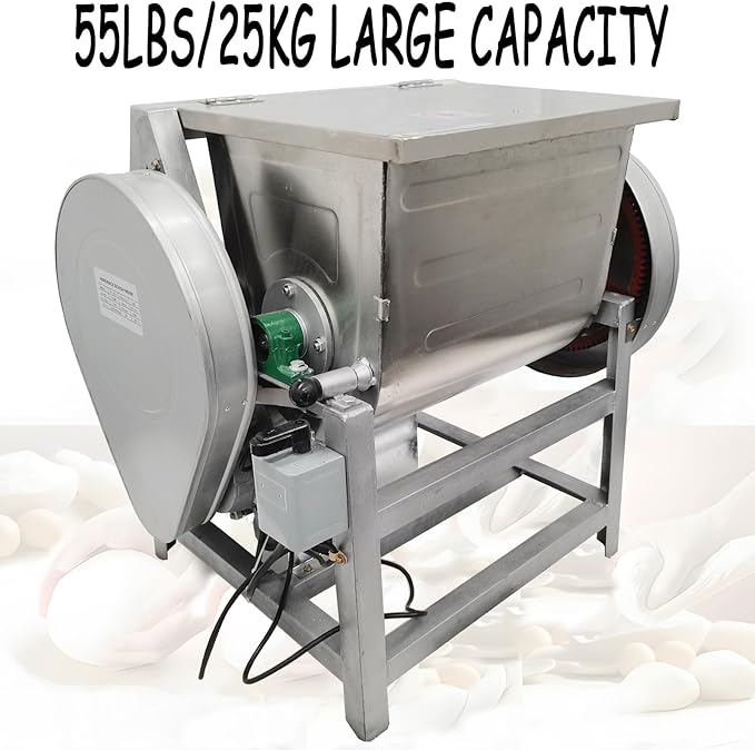 25KG/55LB Commercial Dough Mixer, 110V 2200W Spiral Kneading Machine with 90° Tilt Stainless Steel Bowl, Heavy Duty Electric Flour & Food Mixer for Bakery, Restaurant