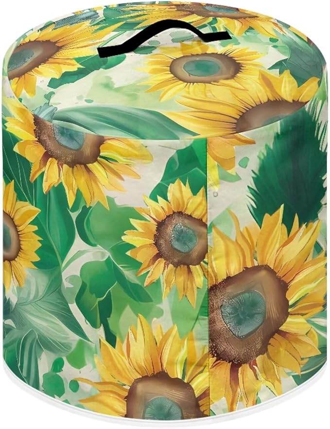 TODIYADDU Green Hummingbird Air Fryer Cover for 3 Quart Instant Sunflower Kitchen Appliance Dust Cover with Handle and Pocket Lightweight Round Protective Cover for Rice Cooker Coffee Maker