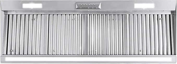Akicon Range Hood Insert 54 Inch with Heater Sensor, 1200 CFM Bulit-in Kitchen Vent Hood with 4 Speeds, Ultra-Quiet Duct Stove Hood 3CCT LED Lights and Dishwasher Safe Filters