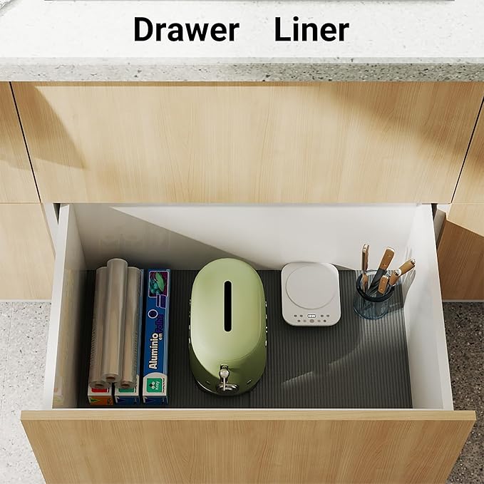 PABUSIOR Foam Shelf Liner for Under Sink: 3 MM Thick Non-Slip Large Kitchen Cabinet Liners - 22" x 82.7" Dark Grey Strong Grip Cushion Tool Box Drawer Mat