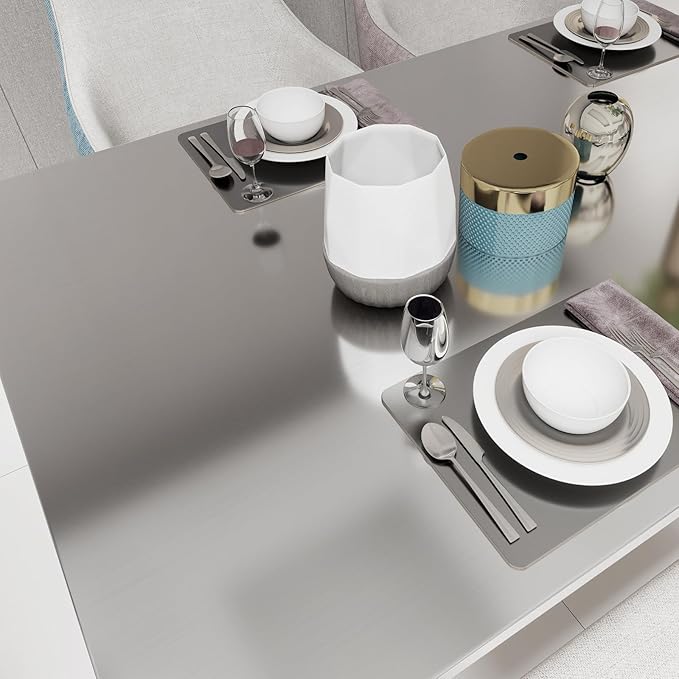 Stainless Steel Contact Paper Peel and Stick Countertop Silver Metallic Refrigerator Wrap Contact Paper DIY Waterproof Wallpaper for Kitchen Backsplash Dishwasher Cabinets 11.8"x80"