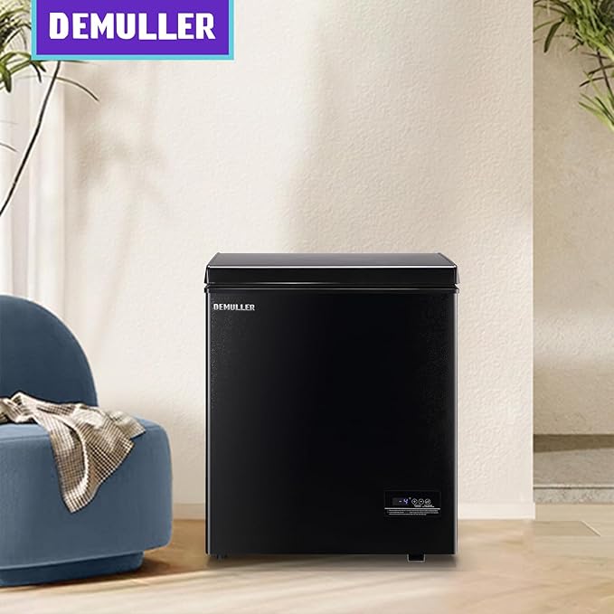 Chest Freezer, Small Deep 4.0 Cubic Feet Black Freezers, Compact Top Open Door with Electronic Panel, Temp Range -12 ℉ to 50 ℉, Two Storage Wire Baskets, Manual Defrost