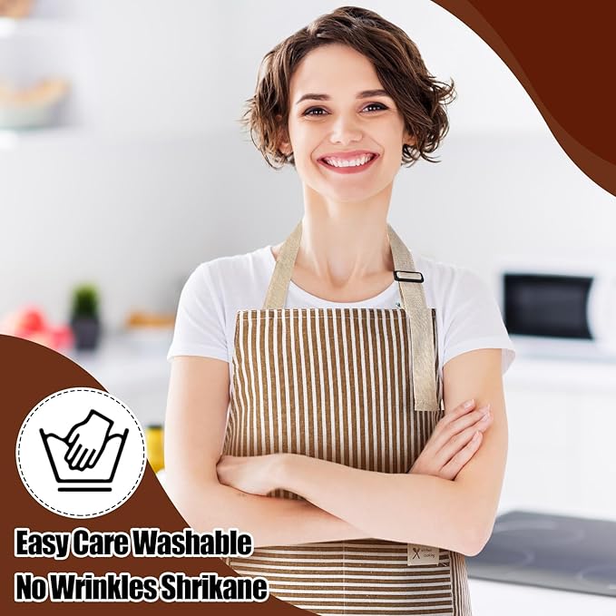 Janmercy 24 Pcs Aprons for Women Men with 2 Pockets Linen Cooking Kitchen Apron Adjustable Bib Chef Apron Bulk Aprons Unisex
