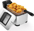 Simoe Deep Fryer with Basket, Electric Deep Fat Fryers w/Lid, 1700W Countertop Fryer with Timer and Temperature Knobs, 3.2 Quart, Fryers for Home, Kitchen Restaurant, Stainless Steel