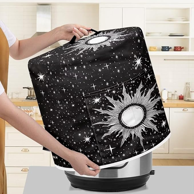 Gothic Sun Star Pressure Cooker Cover for Women Dust Protection Insulated Rice Cooker Cover with Easy to Clean Lining Dust Cover with Pockets for Instant Pot 3 Quart Appliance Cover
