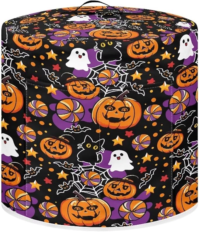 3 Quart Pressure Cooker Dust Cover with Top Handle and Storage Pocket Kitchen Appliance Decoration Halloween Theme Pumpkins Print Air Fryer Rice Cooker Dust Covers