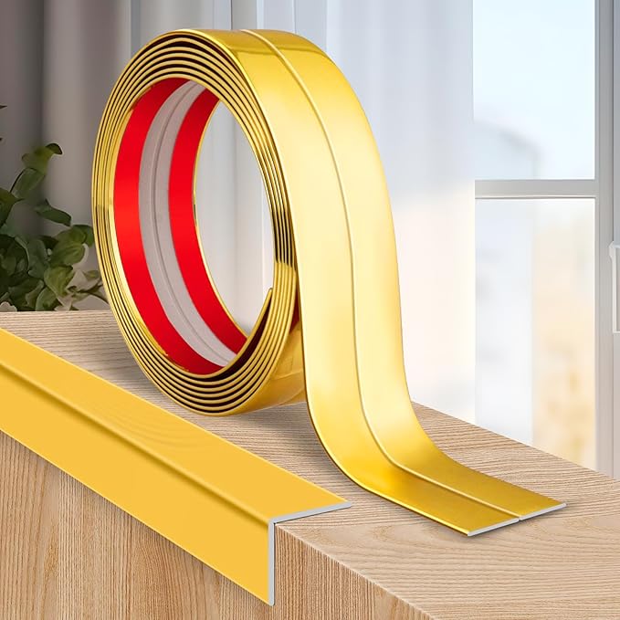 Flexible Wall Corner Protector Moulding Trim Peel and Stick Wall Corner Guards Edge Protector Self Adhesive Wall Molding Trim Strip for Wall Edge Corner Ceiling (Gold, 2.4 in x 10 Ft)