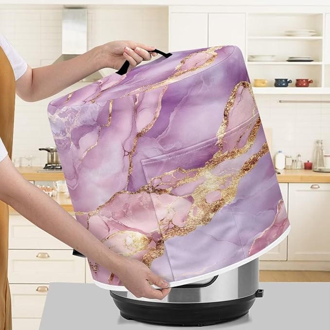 Purple Marble Dust Cover for Kitchen Instant Pot Accessories Appliance Cover Quart Pressure Cooker Air Fryer Rice Cooker Kitchen Appliance Dust Covers with Storage Pockets Size L