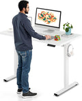 SANODESK Electric Standing Desk 48 x 24 Inches Whole-Piece Desktop Height Adjustable Stand Up Desk w/6-Button Controller Ergonomic Computer Desk for Home Office, White Frame + White Tabletop